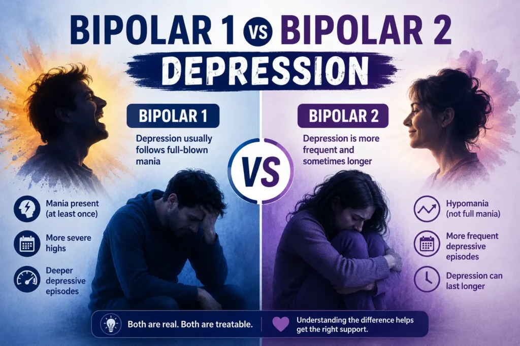 Bipolar 1 vs Bipolar 2 Depression
